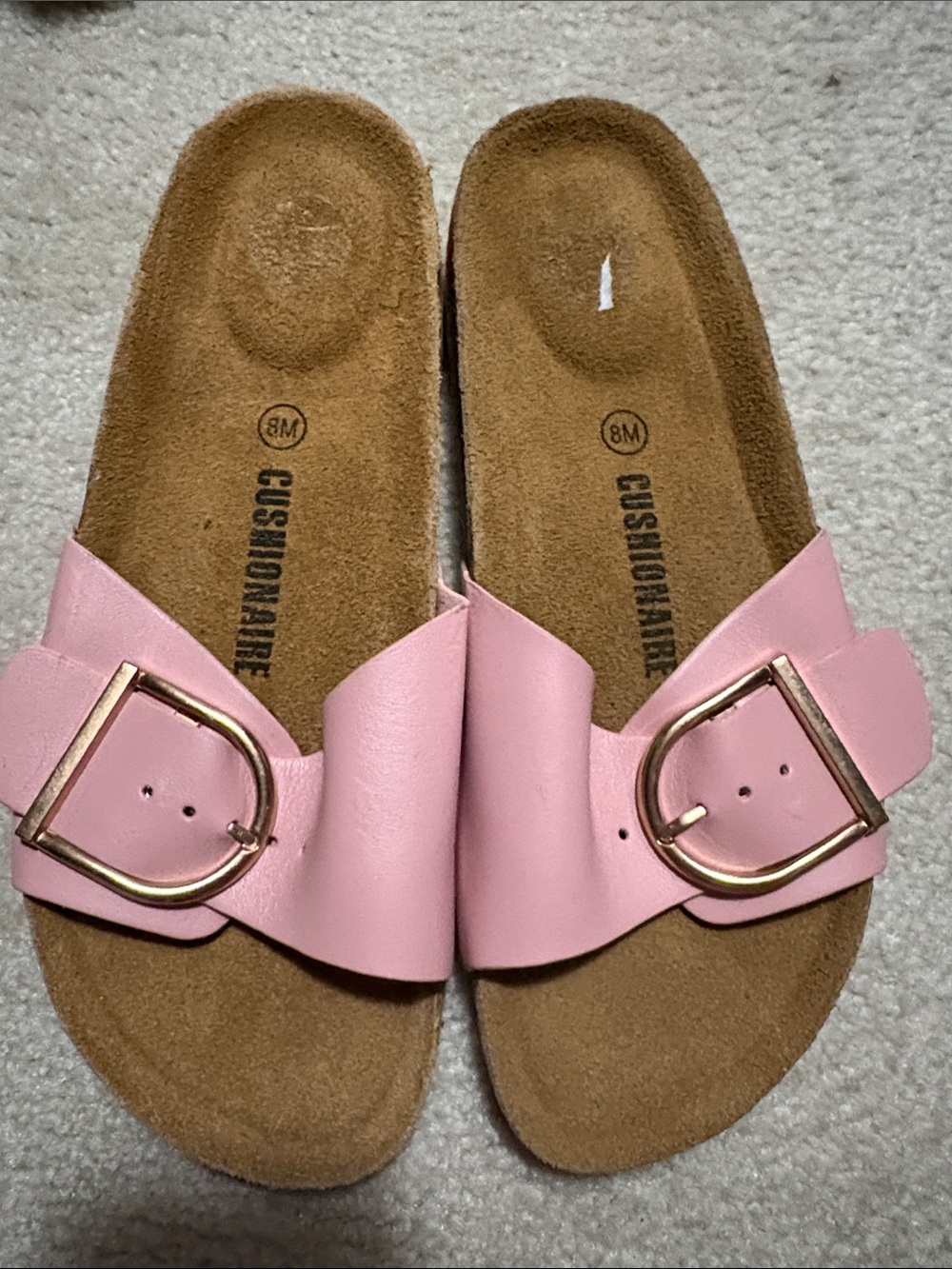 Cushionaire Women's Pink Buckle Slide Sandals